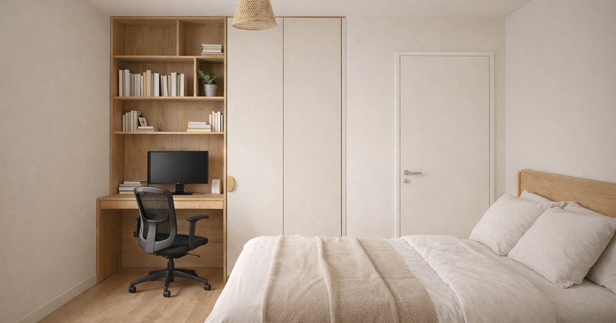 Optimisation d'une chambre - bureau | Studio Leiko Architecture intérieur