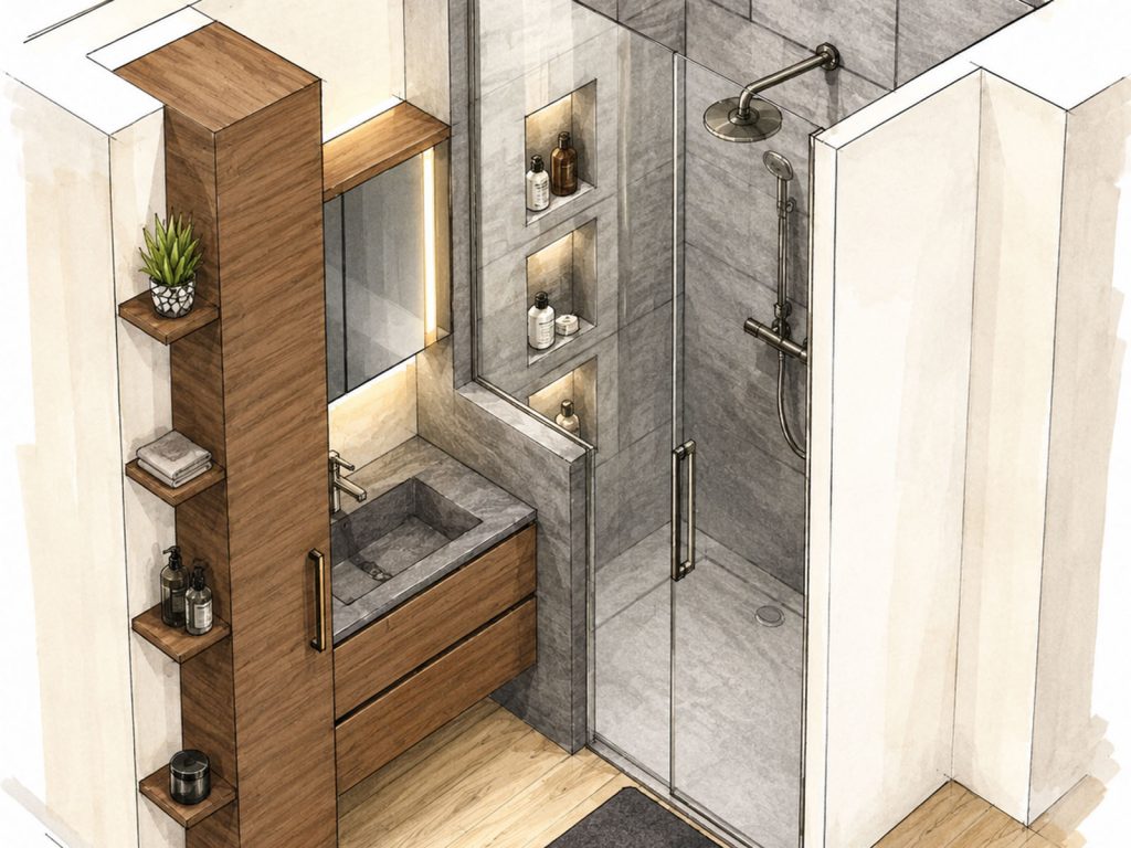 Salle de bain croquis simulation