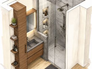 Salle de bain croquis simulation